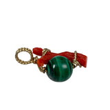 Italian Red Coral & Malachite Pendant Vintage