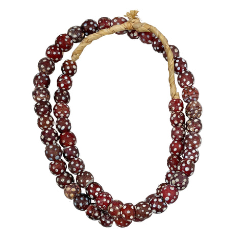 Antique Red White Venetian Skunk Eye Trade Bead Necklace