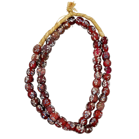 Antique Red Venetian Flower African Trade Bead Necklace
