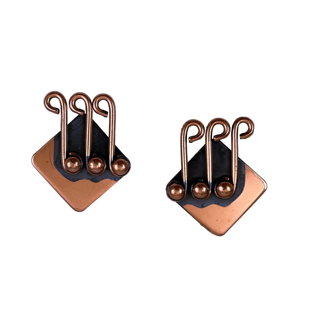 Renoir Copper Music Note Clip On Earrings 1940's