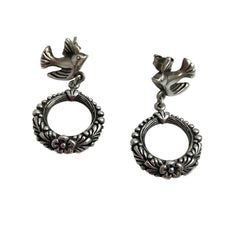 Sterling Silver Dove Earrings Signed REO