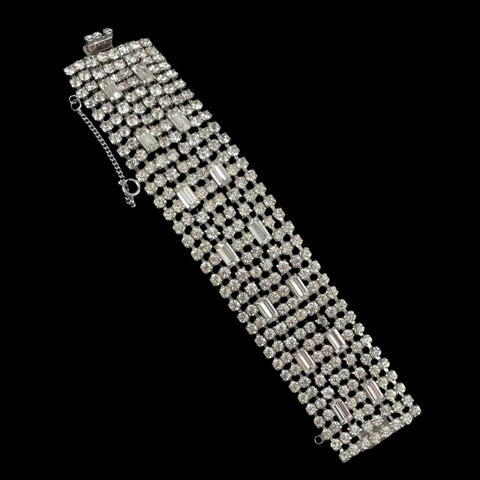 Wide Rhinestone Bracelet Vintage 1950's