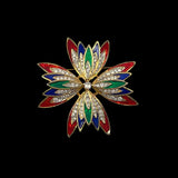 Jewel Tone Rhinestone & Enamel Brooch