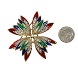 Jewel Tone Rhinestone & Enamel Brooch