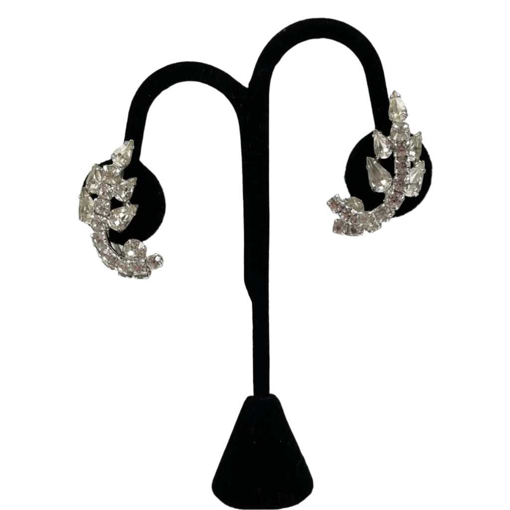 Elegant Rhinestone Clip On Earrings 1950's
