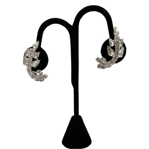 Elegant Rhinestone Clip On Earrings 1950's