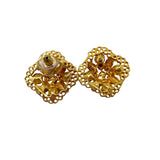 Green and Blue Rhinestone Gold Earrings