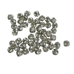 Crystal & Silver Rhinestone Beads Balls 4 & 6mm - 6 beads