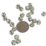 Crystal & Silver Rhinestone Beads Balls 4 & 6mm - 6 beads