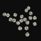Crystal & Silver Rhinestone Beads Balls 4 & 6mm - 6 beads