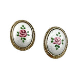 Rose Guilloche Enamel Earrings