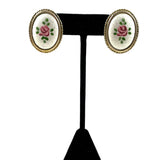 Rose Guilloche Enamel Earrings