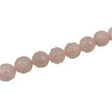 Rose Quartz 12mm Gemstone Carved Floral Beads
