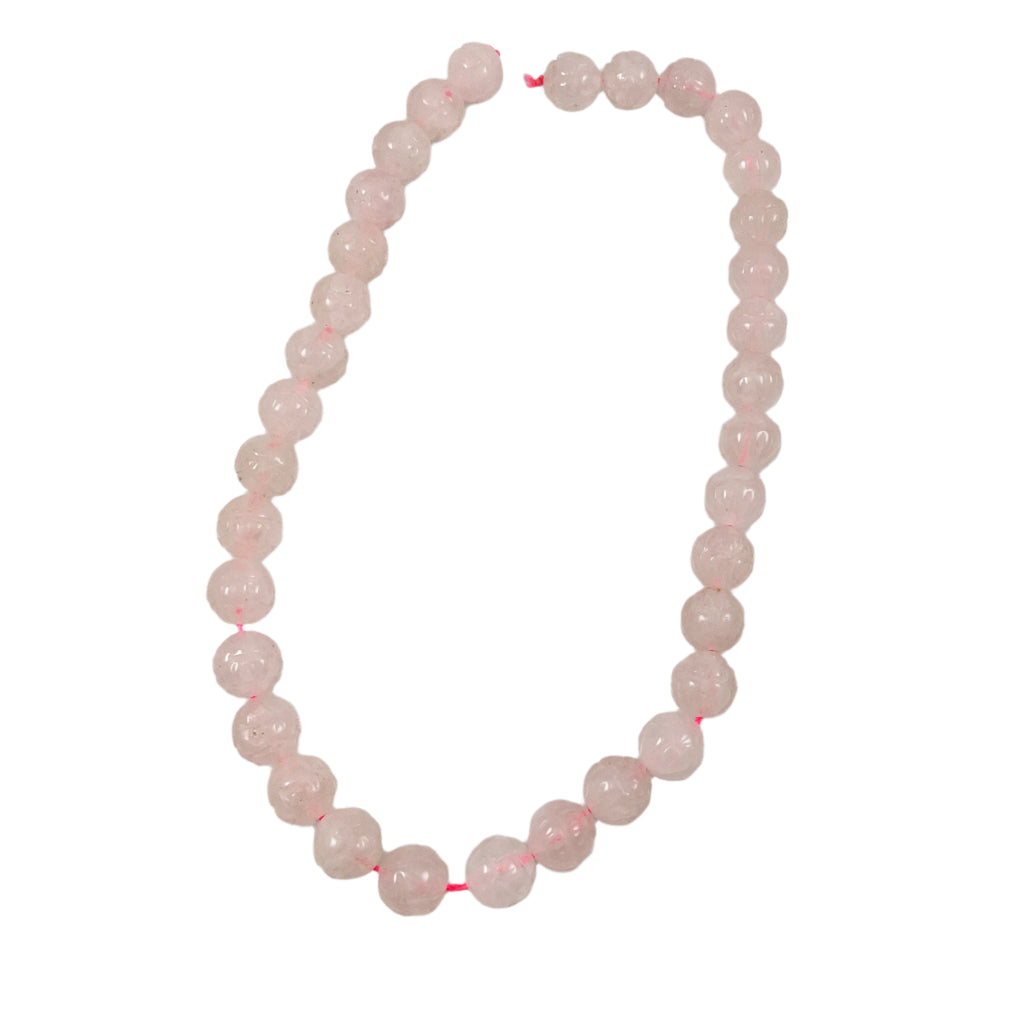 Rose Quartz Gemstone Carved Floral Beads