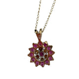 Ruby & Diamond Pendant Necklace 10K Gold