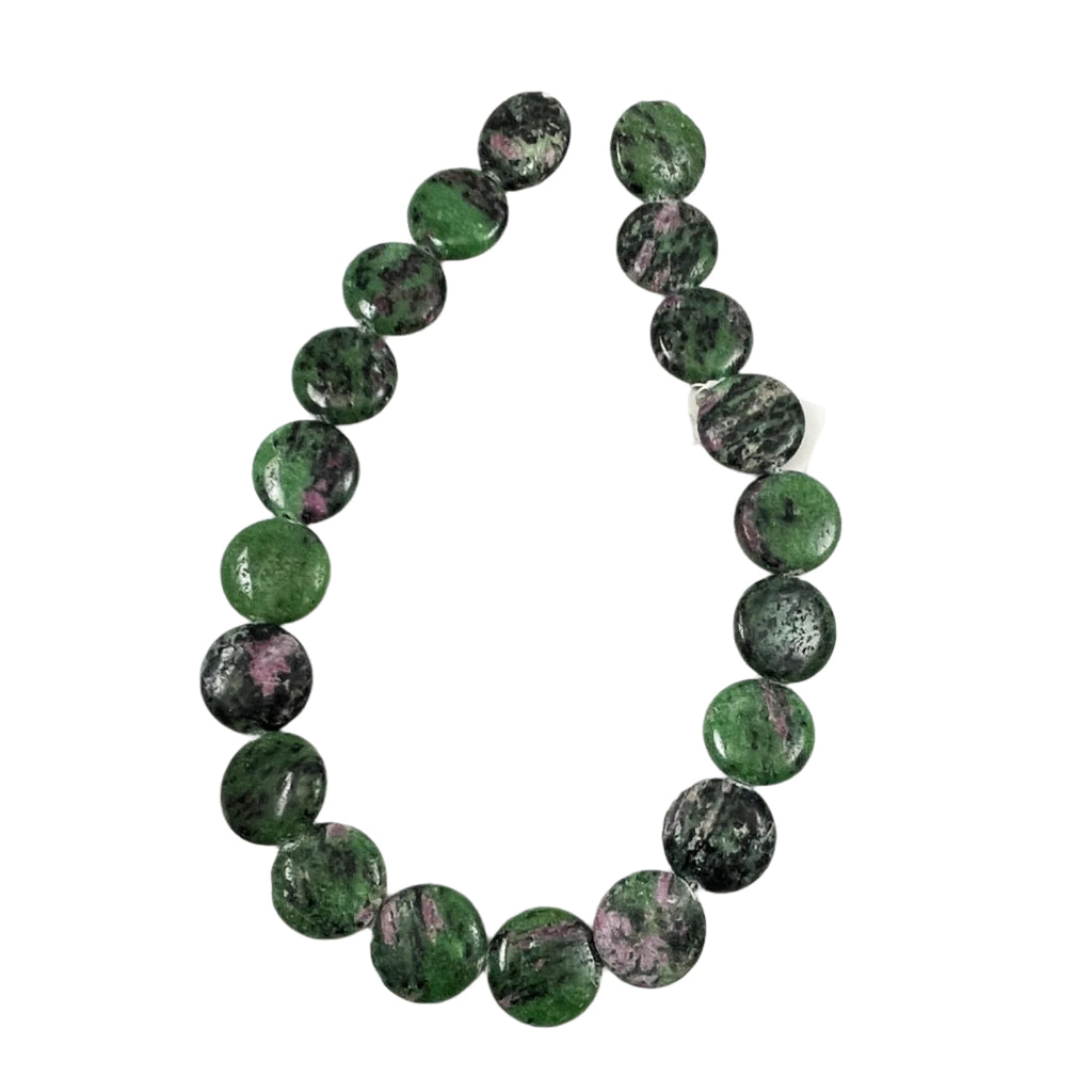 Ruby Zoisite Coin Beads 20mm