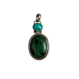 Ruby Zoisite & Larimar Sterling Silver Pendant