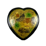 Russian Hand Painted Lacquer Heart Brooch