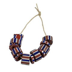 Red White Blue Venetian Striped Chevron Trade Beads