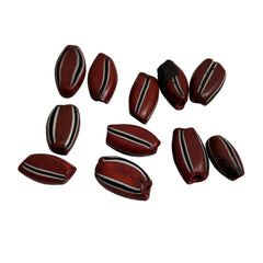 African Trade Beads Venetian Striped Rust 11 Beads