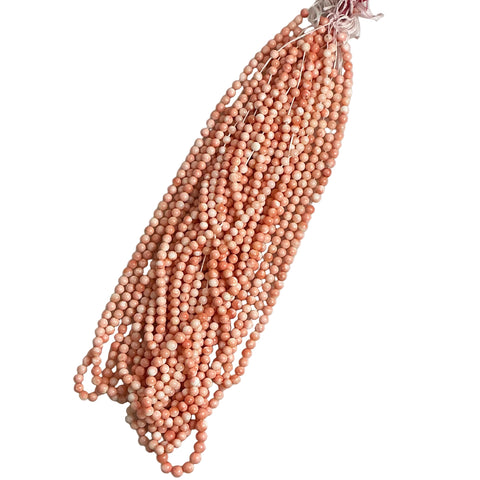 talian Salmon Pink Coral Round Beads Vintage Graduated 4-5mm