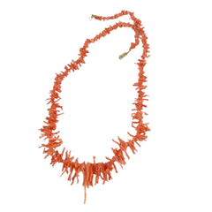 Deep Salmon Pink Branch Coral Necklace 24 inches