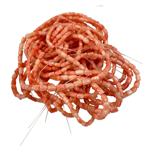 Salmon Pink Coral Carved Tulip Flower Beads Strands