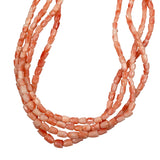 Salmon Pink Coral Carved Tulip Flower Beads Strands