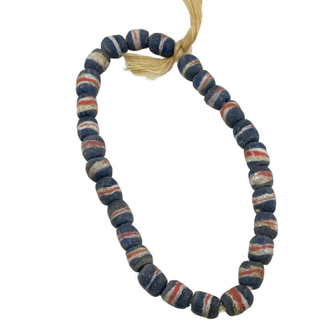 African Blue Striped Powder Glass Beads