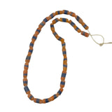 African Blue Orange Striped Powder Glass Beads