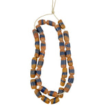 African Blue Orange Striped Powder Glass Beads