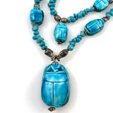 Egyptian Revival Scarab Faience Necklace