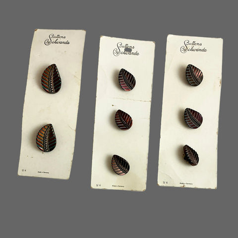 Schwanda Leaf Buttons on Cards Vintage German