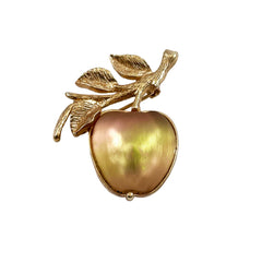 Sarah Coventry Golden Glass Apple Brooch