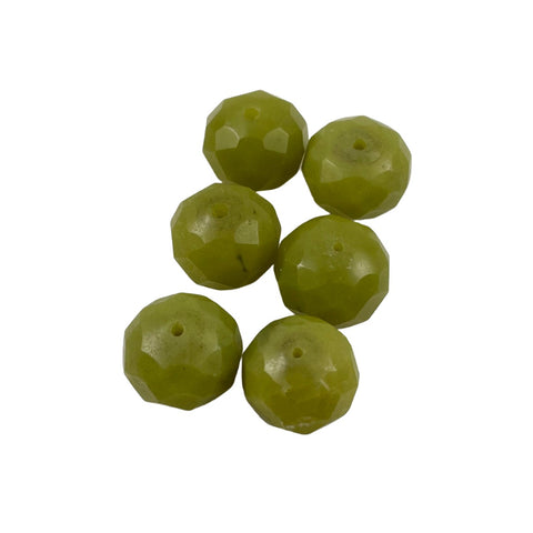 Olive Green Serpentine Faceted Rondelles 16mm