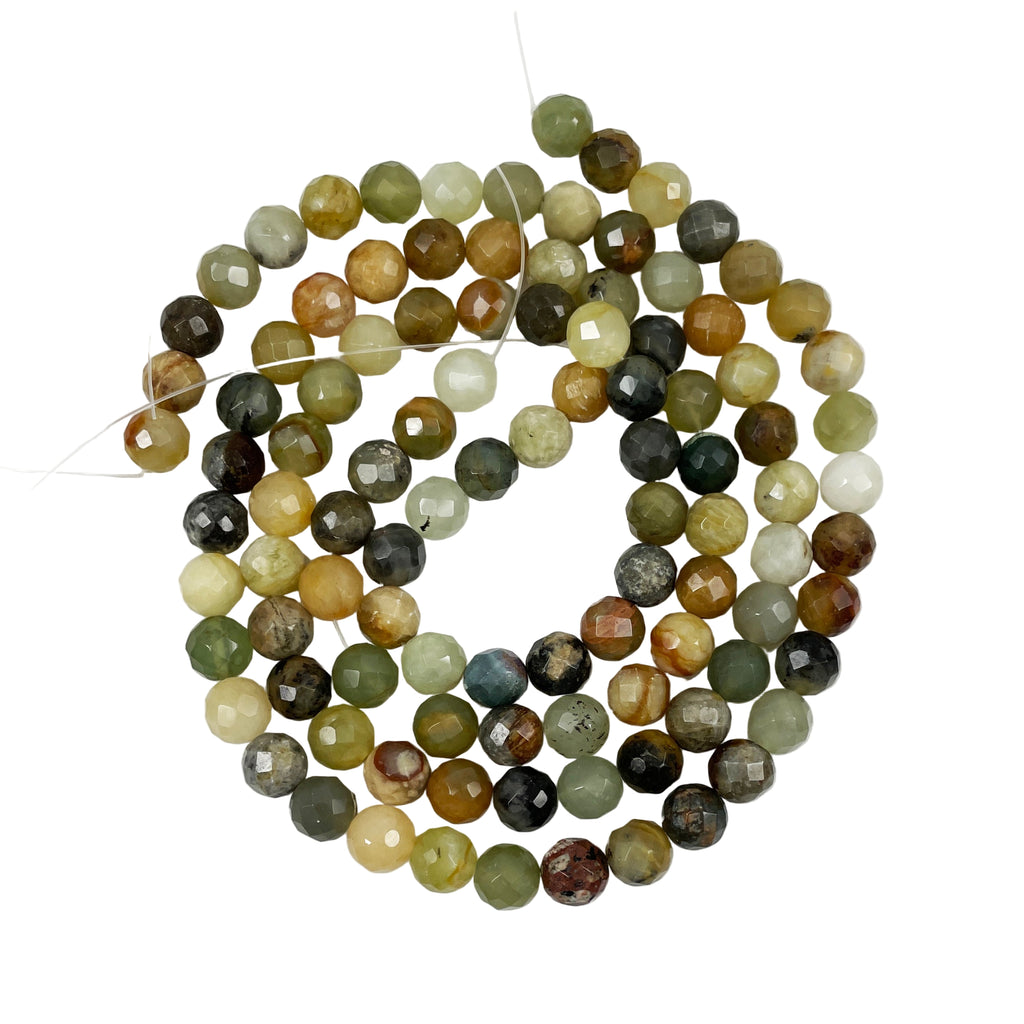 Multi-colored Green Serpentine Faceted 8mm Beads