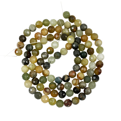 Multi-colored Green Serpentine Faceted 8mm Beads