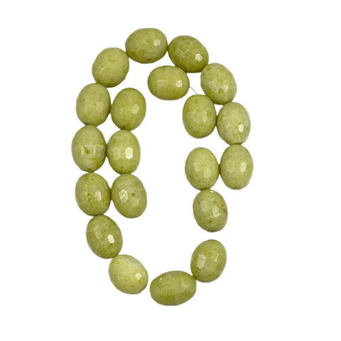 Olive Green Serpentine Faceted Barrel Beads 20mm