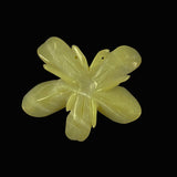 Serpentine or Lemon Jade Large Carved Flower Pendant