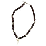 Fossilized Shark Tooth & Wood Unisex Necklace Surfer 