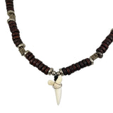 Fossilized Shark Tooth & Wood Unisex Necklace Surfer Hawaiian