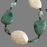 Amazonite & Shell Necklace Long Vintage