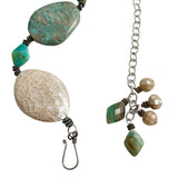 Amazonite & Shell Necklace Long Vintage