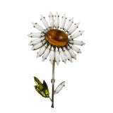 Schreiner Daisy Floral Rhinestone Brooch Signed Vintage