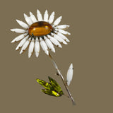 Schreiner Daisy Floral Rhinestone Brooch Signed Vintage