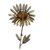 Schreiner Daisy Floral Rhinestone Brooch Signed Vintage