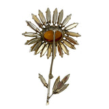 Signed Schreiner Daisy Floral Rhinestone Brooch 