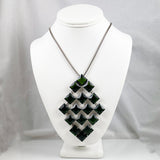 Schreiner NY Green Rhinestone Pendant Necklace Vintage Rare