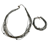 Silpada Modernist Sterling Silver & Silver Leather Necklace & Bracelet Set