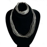 Silpada Modernist Sterling Silver & Silver Leather Necklace & Bracelet Set